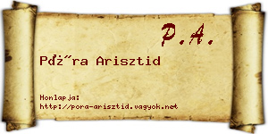 Póra Arisztid névjegykártya